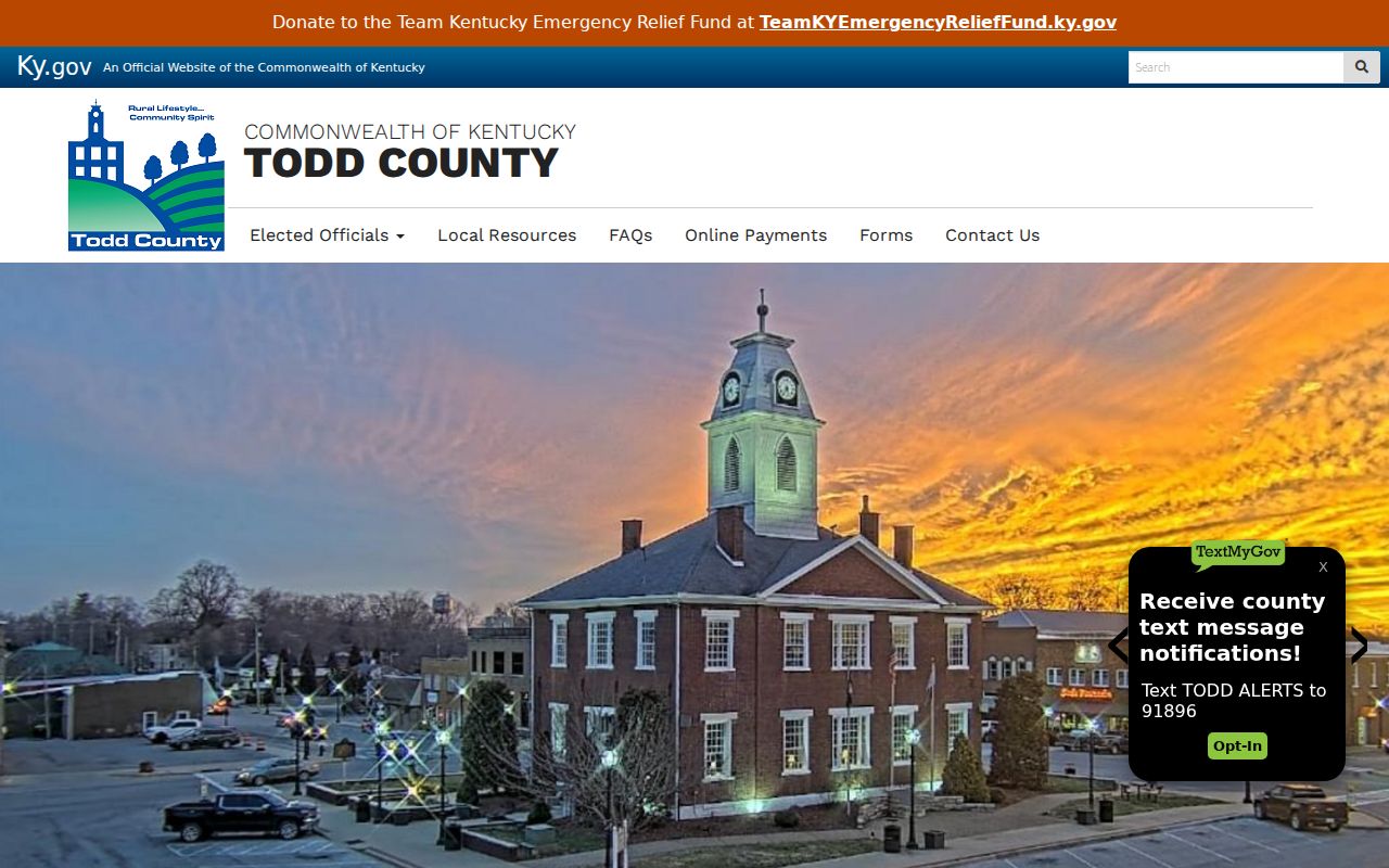 Todd County criminal history county government page