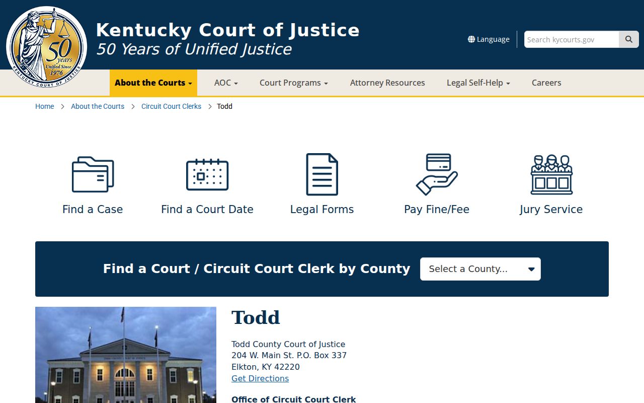 Todd County criminal court cases Court of Justice page