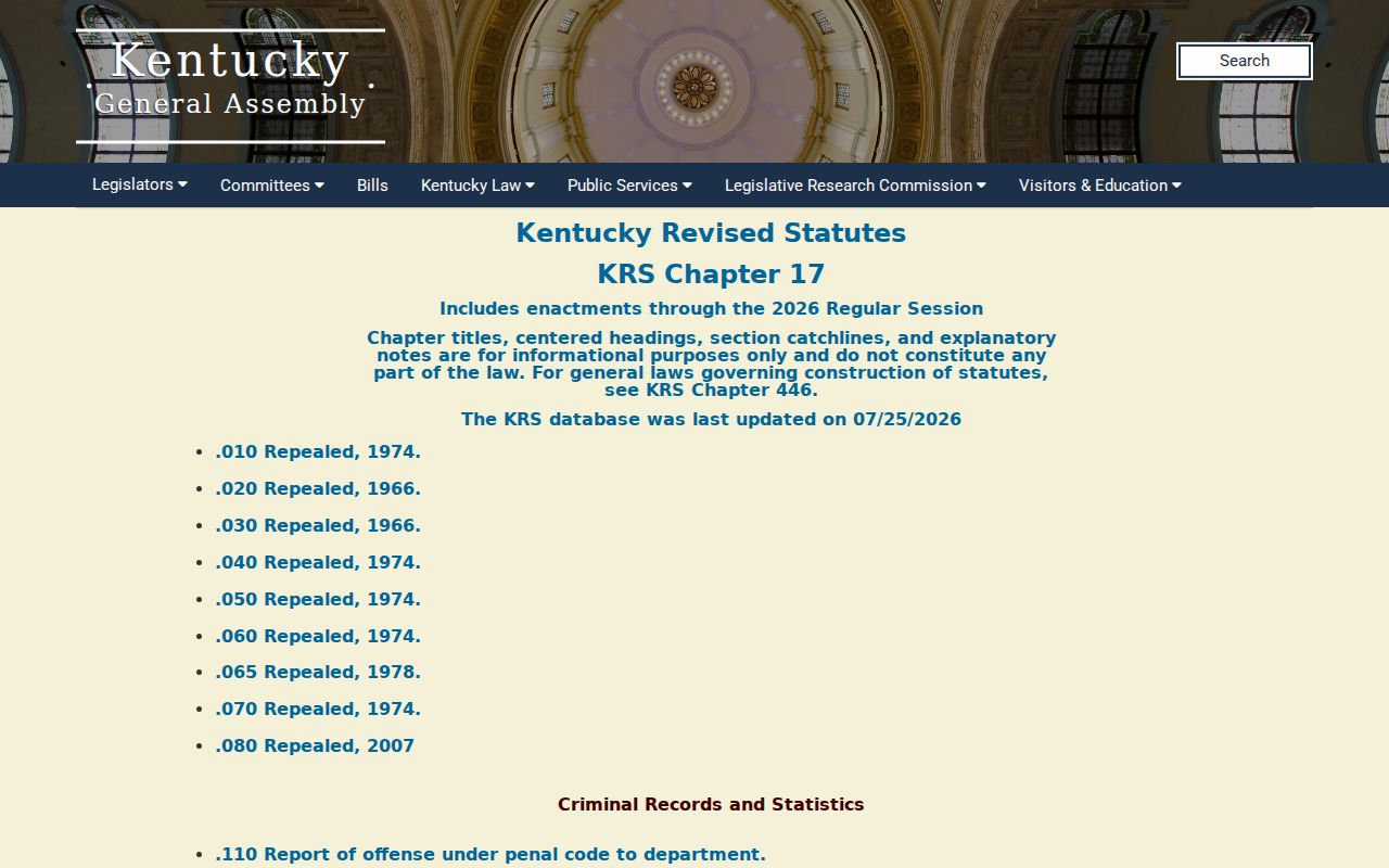 Kentucky statutes for Todd County sex offender registry searches